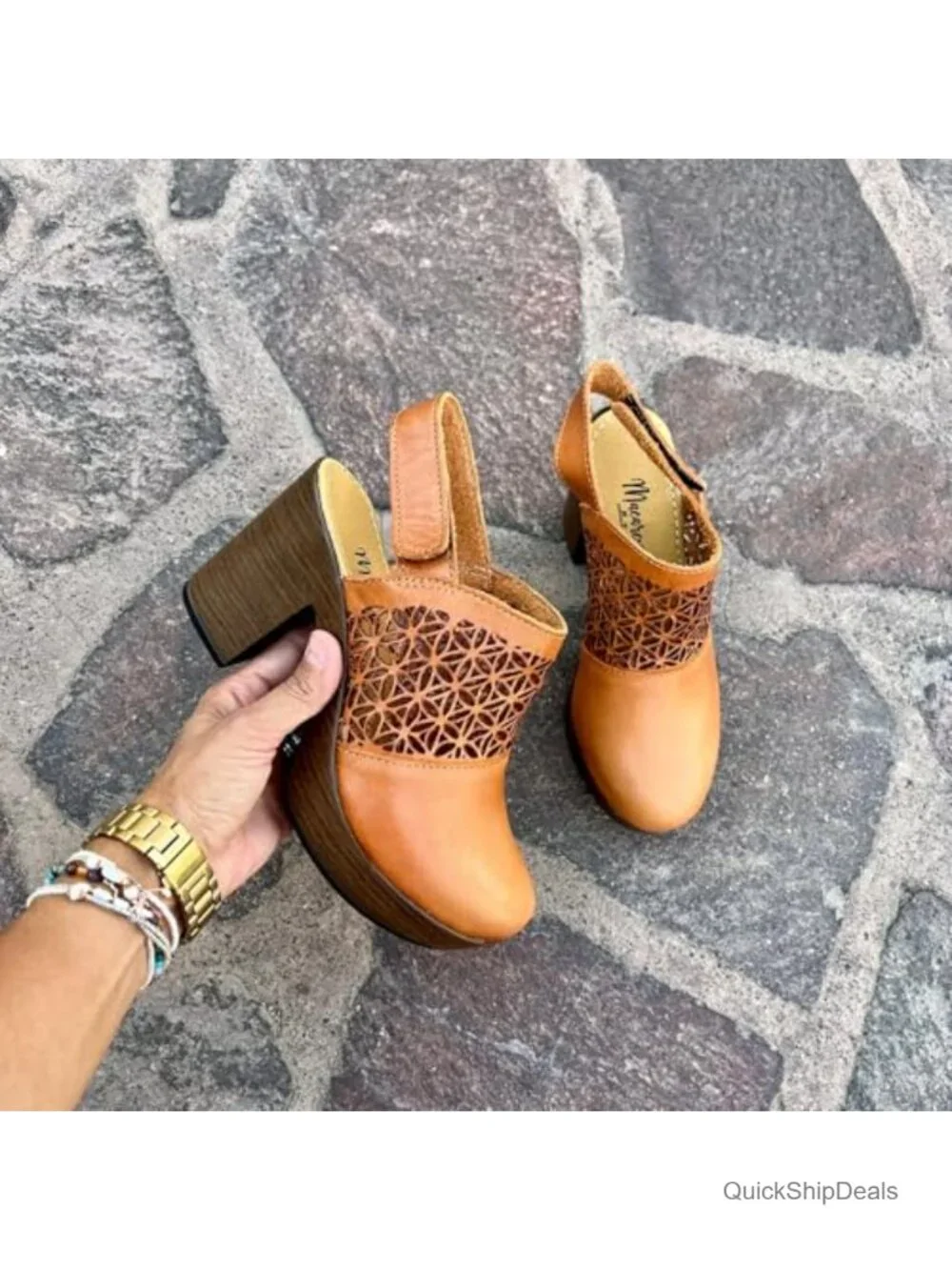 Women's Flatform Wedge Sandal Huarache Colorful Leather Handmade Cutout Design